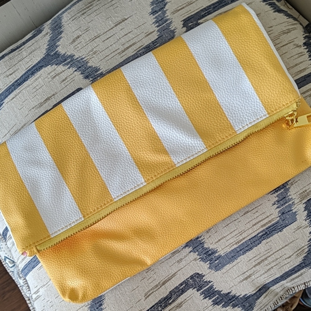 Can't Clutch This yellow foldover clutch